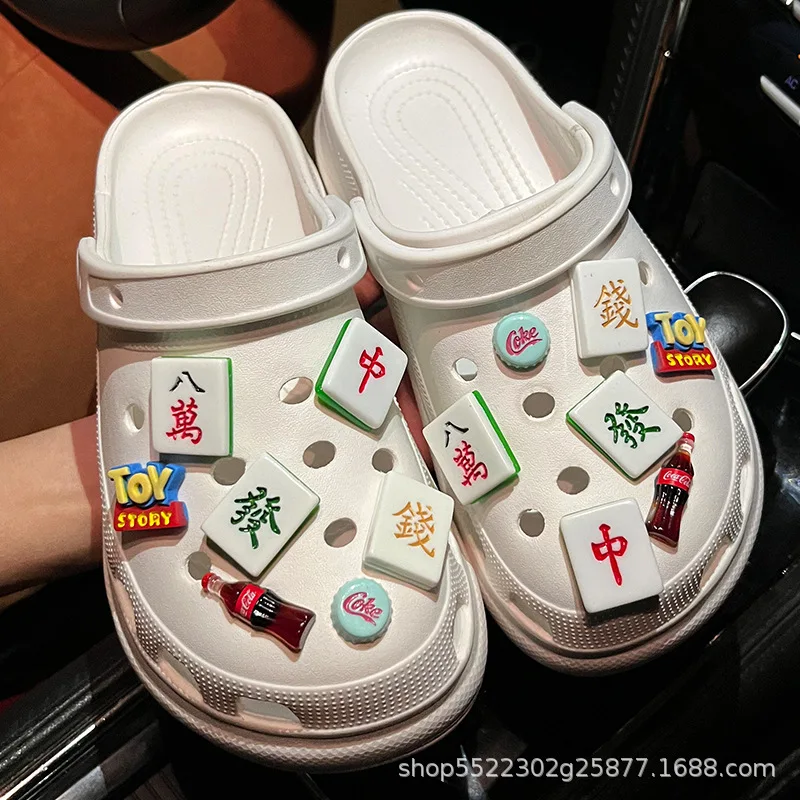 Hole Shoes Accessories Mahjong White Croc Charm Shoes Flower Decorative Slippers Buckle Buckle Diy SMD Jewelry Accessories