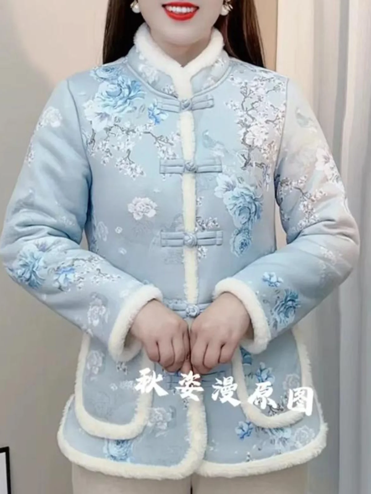 Новинка зимняя женская одежда ретро с пряжкой хлопковой подкладкой для молодых