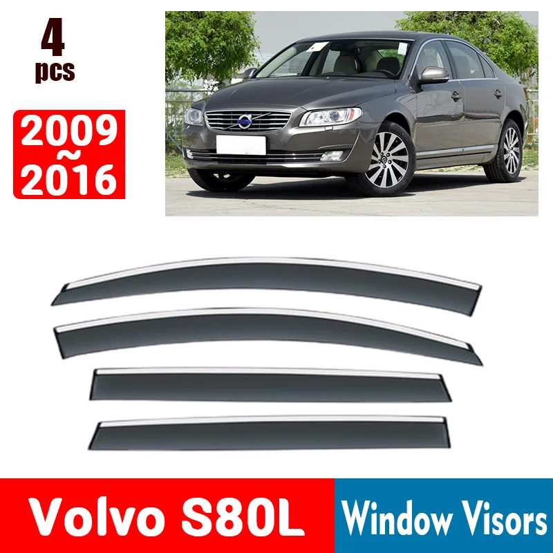 FOR Volvo S80L 2009-2016 Window Visors Rain Guard Windows Rain Cover Deflector Awning Shield Vent Guard Shade Cover Trim