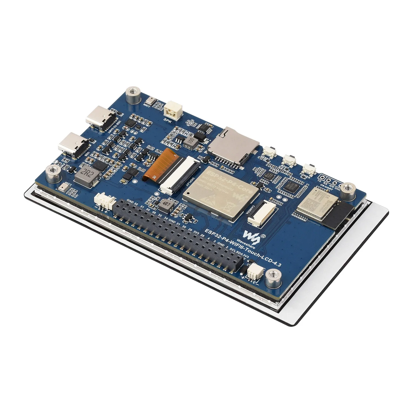 Фото Плата разработки Waveshare ESP32-P4-WIFI6 с 4,3-дюймовым экраном, разрешением 480 × 800, 5-точечным сенсорным управлением, встроенным аудиокодеком, Wi-Fi 6 и BLE 5 №3