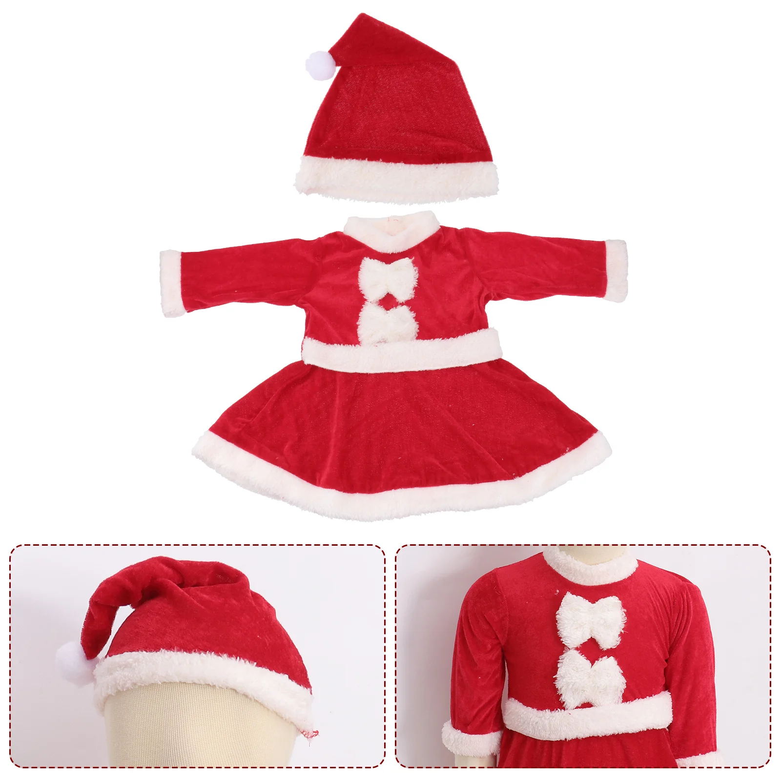 

1 Set Santa Claus Suit Adorable Christmas Children Little Girl Outfits Costume Clothes with Hat for Holiday