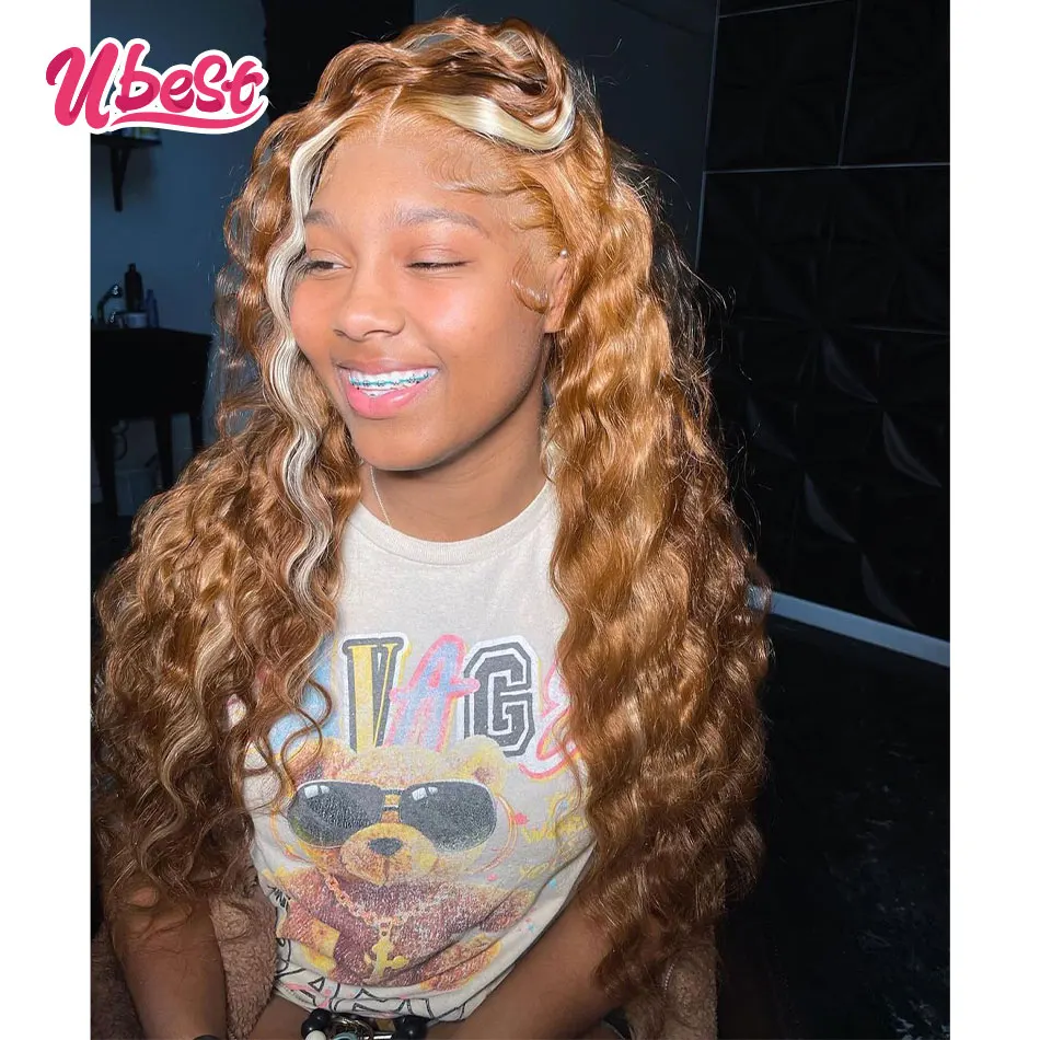 Светлые свободные фронтальные человеческие волосы со шнуровкой 13x4 Ubest с 613