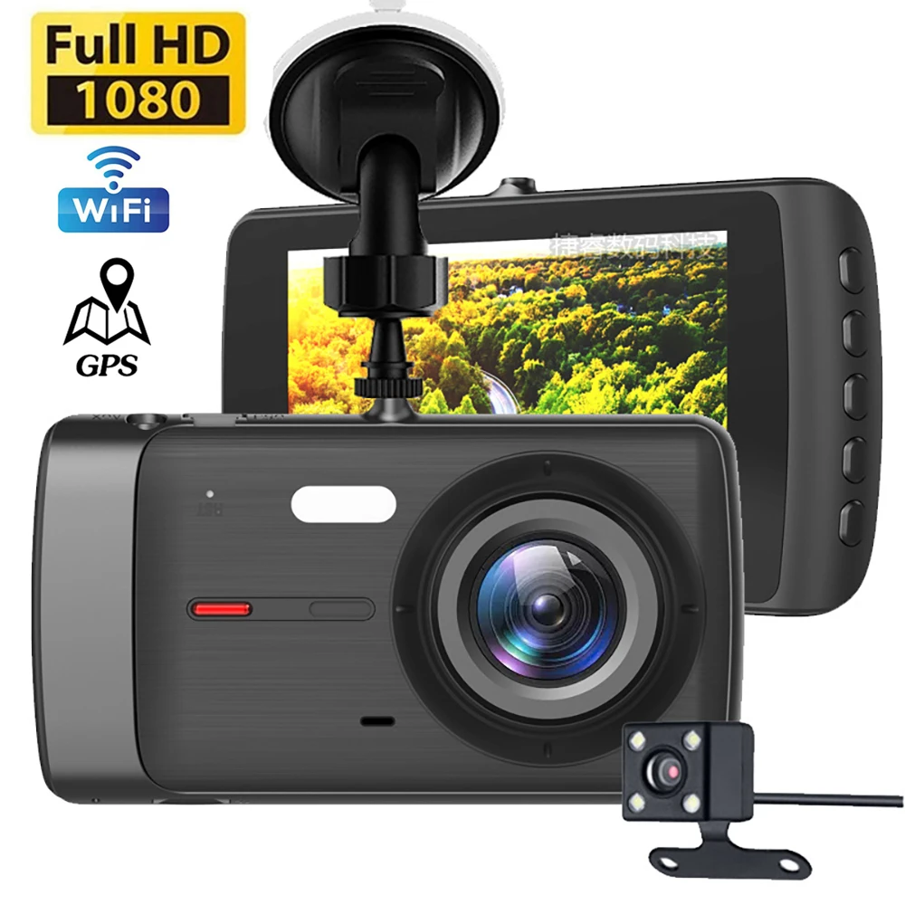 

Car DVR WiFi 4.0" Full HD 1080P Dash Cam Rear View Vehicle Video Recorder Parking Monitor Night Vision Dashcam Auto Camera GPS