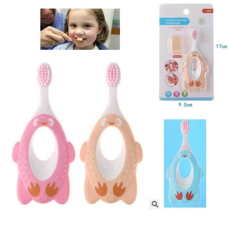 

2 Pcs Kids Cartoon Baby Soft-bristled Toothbrush Children Teeth Training Mouth Clean Penguin Shape