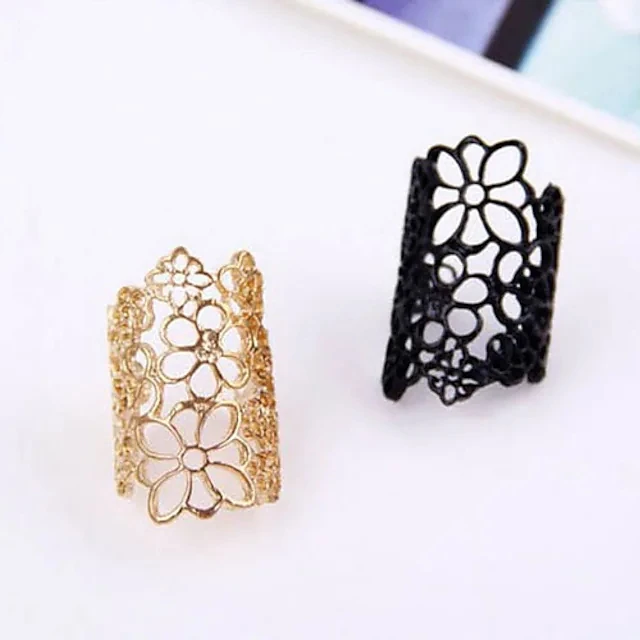 

Band Ring Statement Ring Ladies Party Casual Lace Lace Lace Golden Black