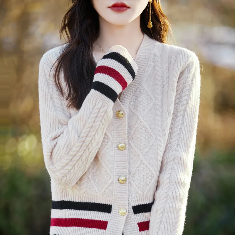 Новинка 2024 кардиган из 100% мериносовой шерсти осенне-зимний кашемировый свитер