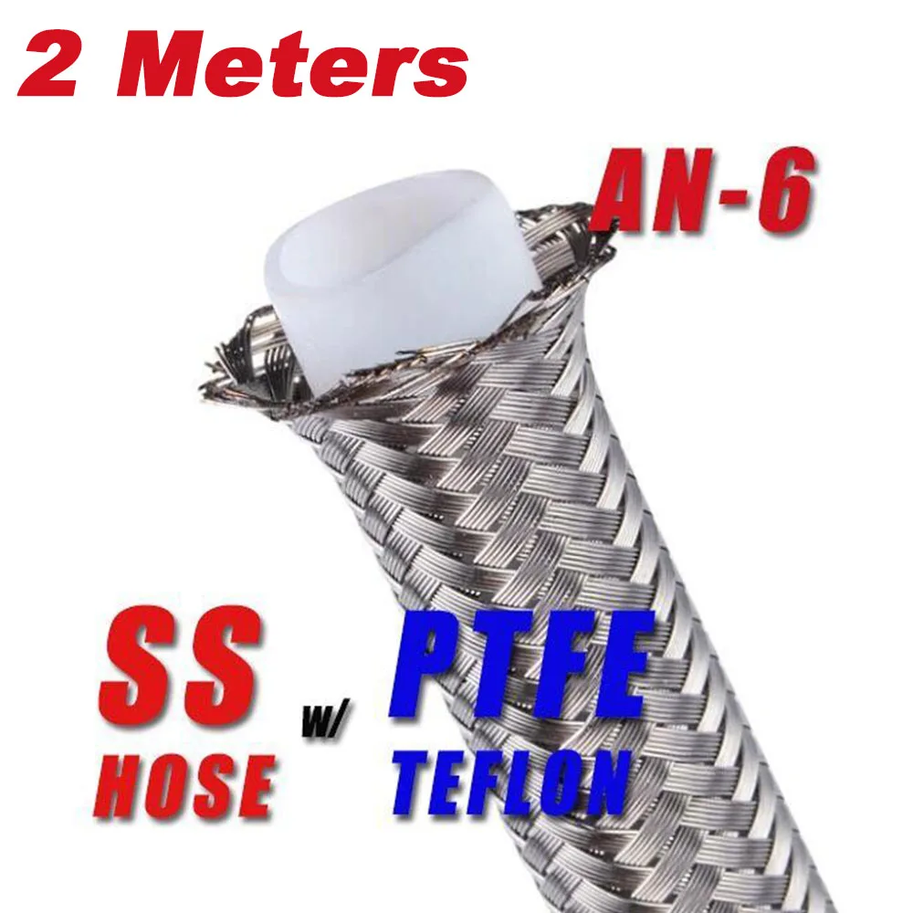 

Универсальные автомобильные аксессуары AN6 гоночный шланг 304 из нержавеющей стали Плетеный тормозной шланг из ПТФЭ топливная масляная линия шланг для охлаждения масла