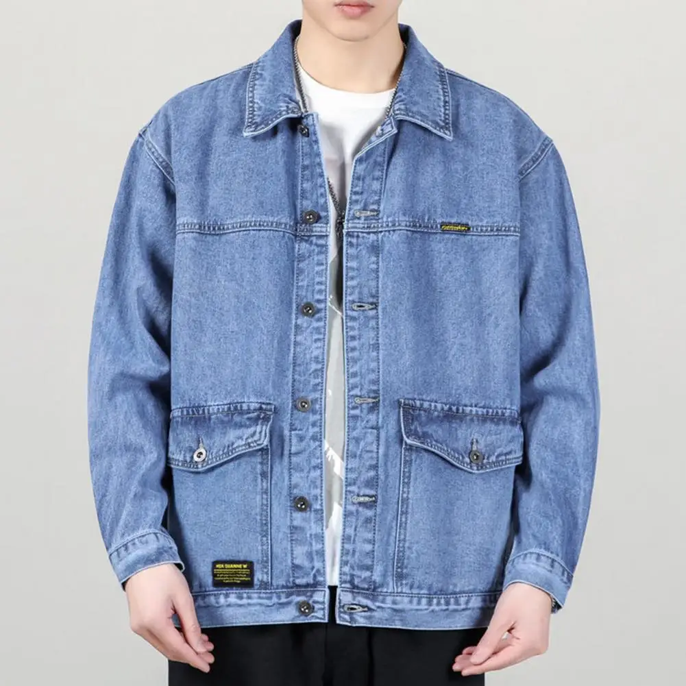 

Мужское осеннее джинсовое пальто с длинным рукавом, теплая