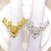 new 6pcs european gold silver big deer head alloy napkin ring hotel wedding curtain buckle towell buckle decoration accessories