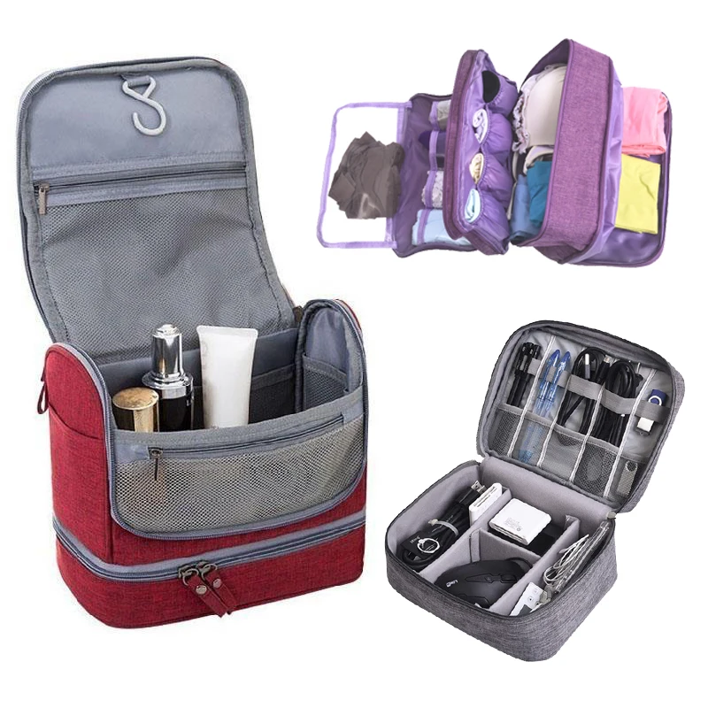 

Travel Woman Bra Cosmetic Underware Toiletry Wash Pouch Digital Storage Bag Cables Wires Case Organizers Pack Accessor Supplies