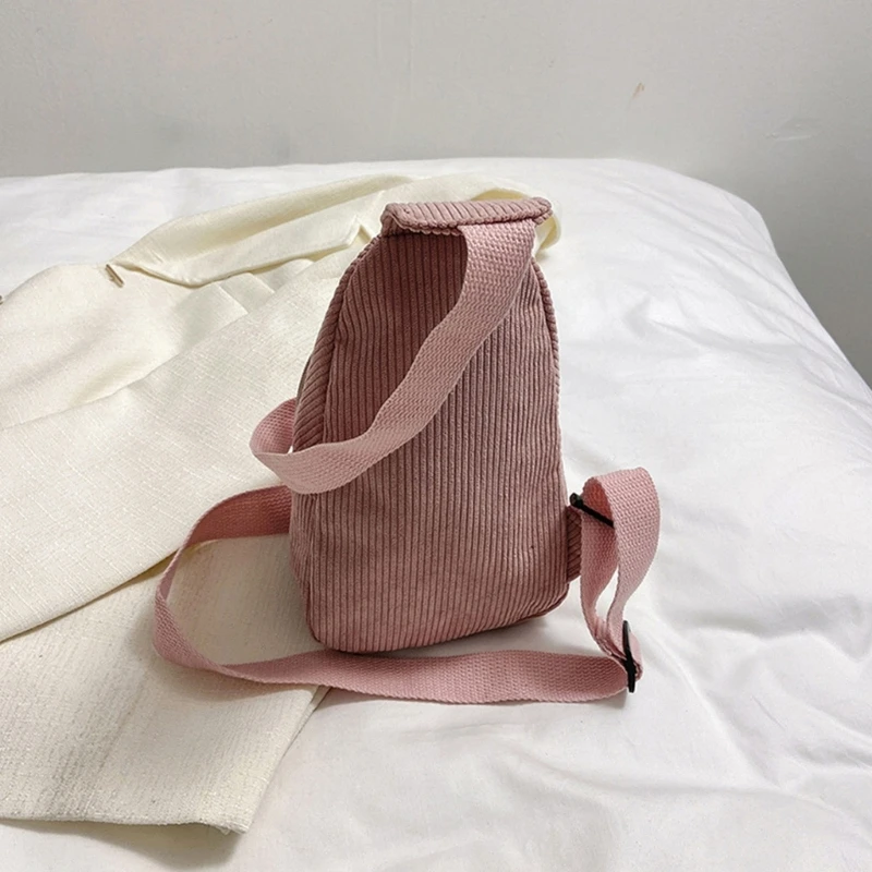 Вельветовая нагрудная сумка на плечо для женщин и девочек дорожная через