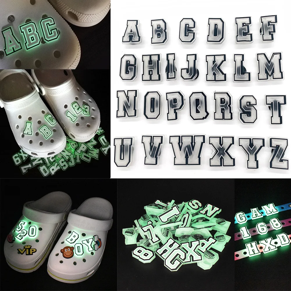   어린이용 PVC 신발 장식, 문자 및 숫자 장식, 신발 액세서리, 크록 장식, 인기 판매, Lichtgevende, X-MasJibz, 1 개 