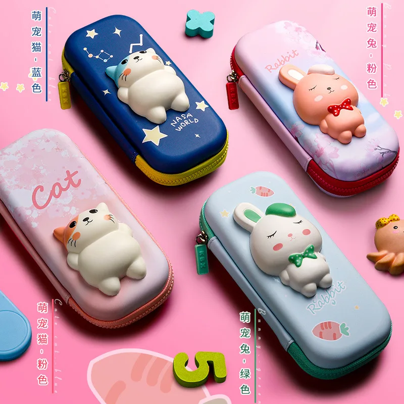 

Adorable 3D Pencil Case Stationery Organizer School Supplies Girls EVA Pink Pen Pouch Holder Kawaii Eraser Bag Squishy Cat Purse