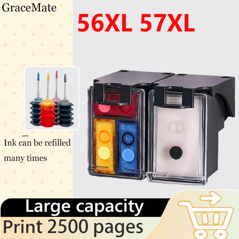56XL 57XL Compatible Refillable Ink Cartridge for hp 56 57 hp56 C6656a C6657a for Deskjet 450 450ci 450wbt F4140 F4180 5150 5550
