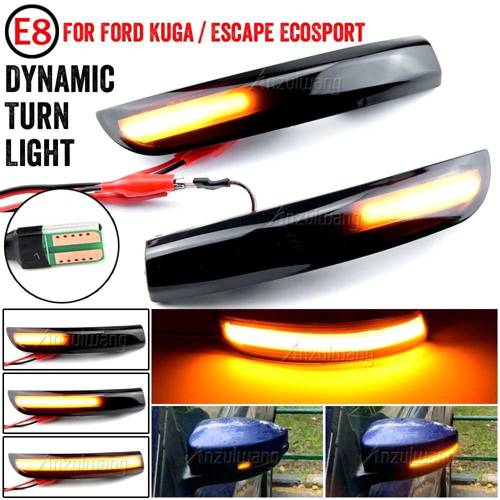 

2X For Ford Kuga Escape C520 EcoSport 13-18 Focus 3 MK3 SE ST RS US LED Dynamic Turn Signal Light Side Mirror Indicator Blinker
