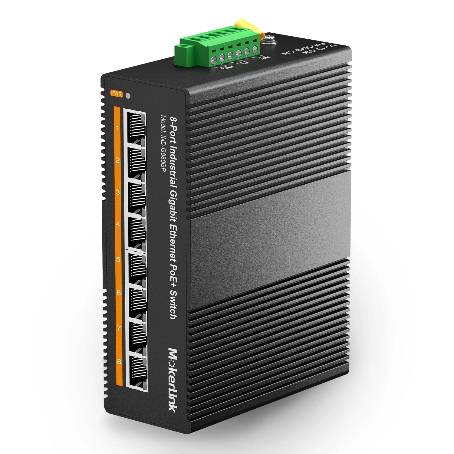 

MokerLink 8-портовый PoE гигабитный Промышленный Коммутатор Ethernet на DIN-рейке, коммутационная емкость 16 Гбит/с, неуправляемый сетевой коммутатор IP40