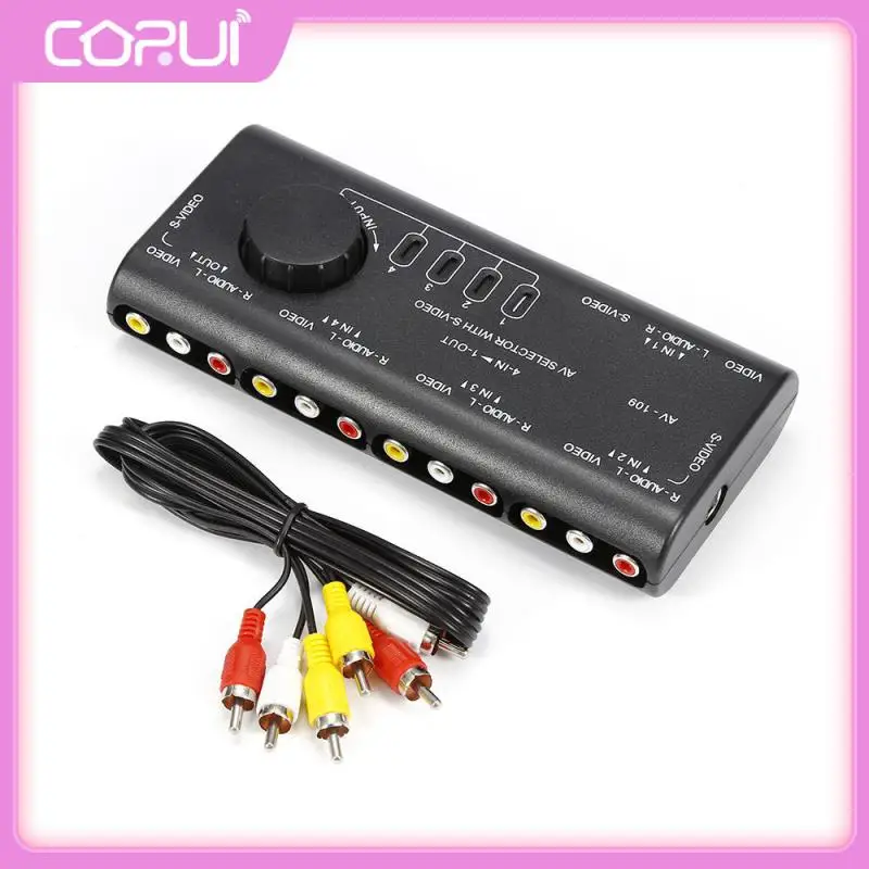 1PC Portable Durable Black AV Audio Video Signal Switcher 4 Input 1 Output Switch Splitter for Television DVD VCD TV