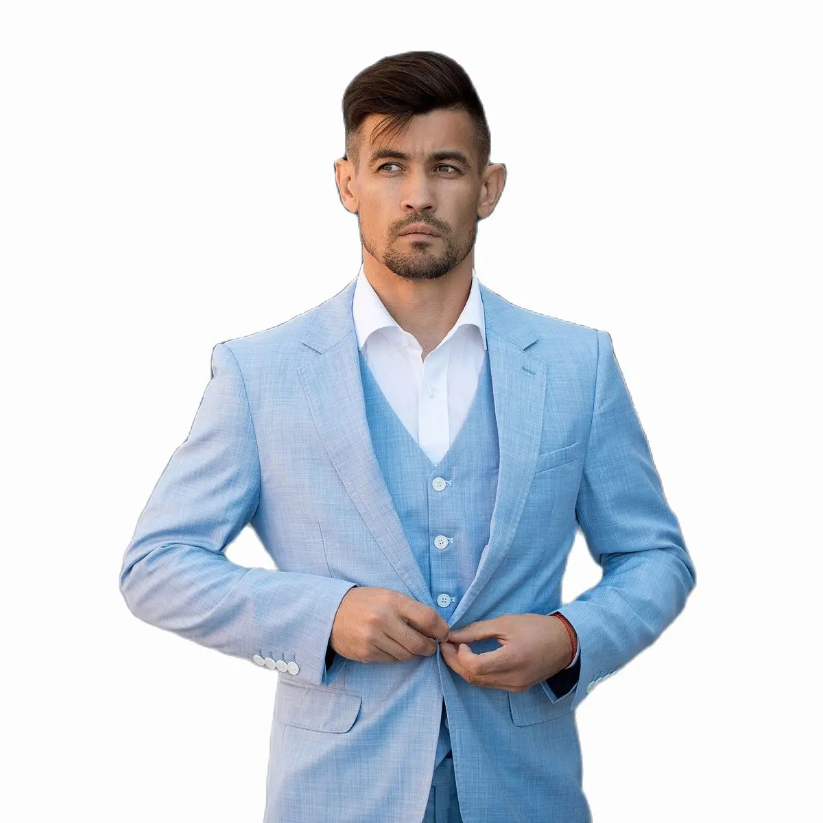 Sky Blue Suit Men Blazer Sets Slim Fit Leisure Business Wedding Dress Suits for Men Terno Masculino Tuxedo 3 Pcs Costume Homme