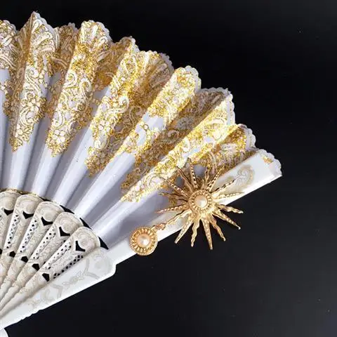 Бронзовый складной веер ручной работы в стиле ретро великолепный реквизит