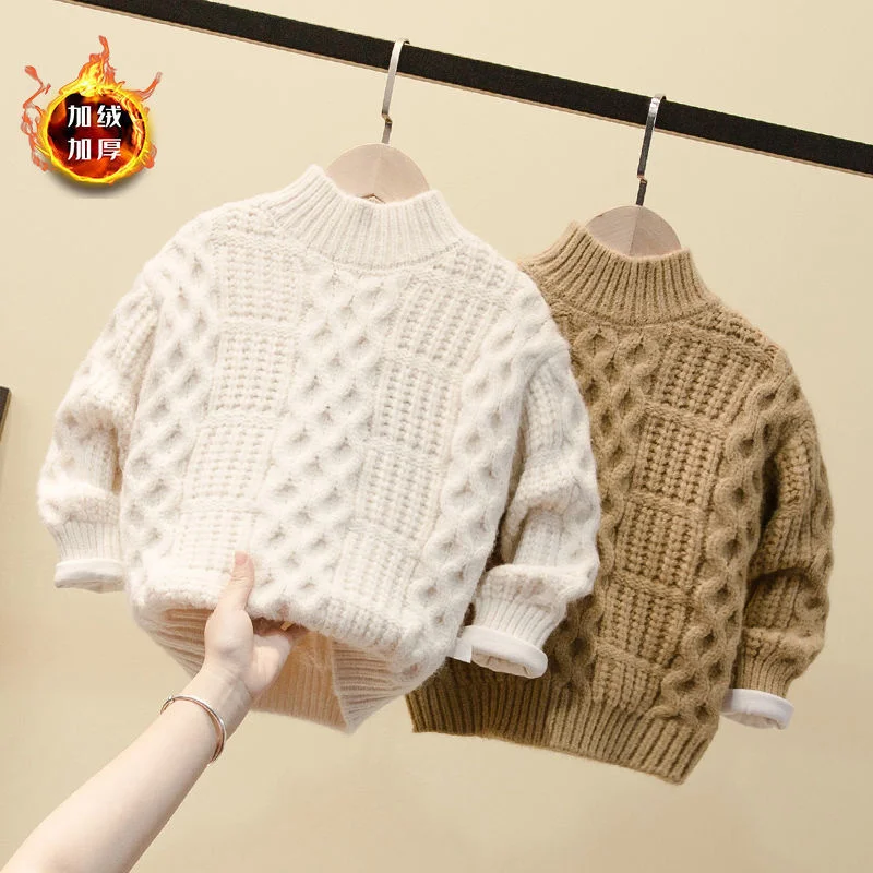 

Шерстяной свитер для мальчиков, вязаный хлопковый Элегантный Теплый утепленный бархатный свитер, Осень-зима 2022, Рождественская детская одежда