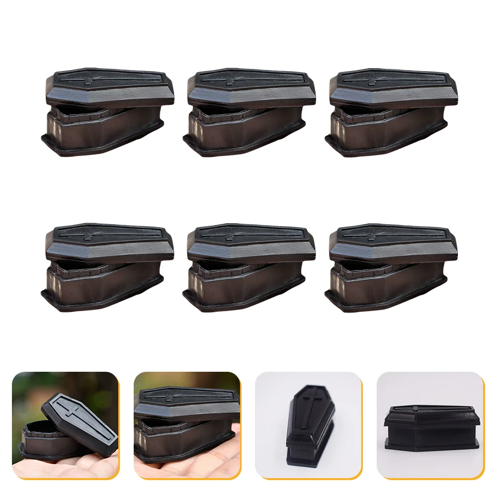 

12 Pcs Coffin Model Plastic Fake Prank Prop Halloween Home Decor Small Snack Serving Tray Lid