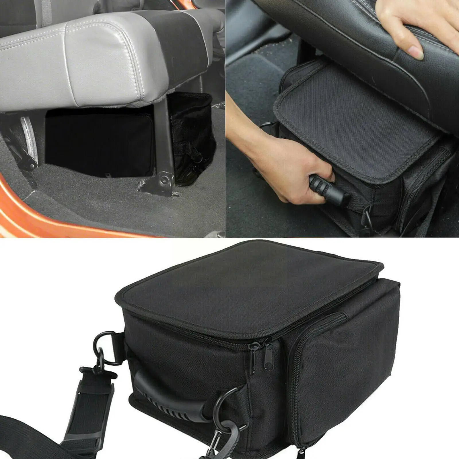 

For Jeep Wrangler JL JLU JK JKU JT 2007-2022 Backseat Organizer Black Rear Car Under Seat Storage Bag Car Interior Accessories