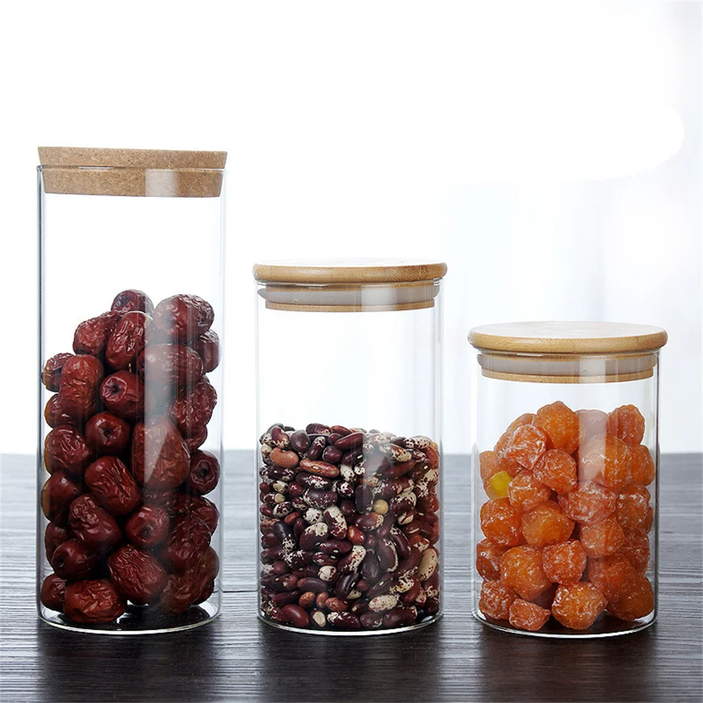 

1/2/3PCS Glass Jars Sealed Biscuits Storage Dining Kitchen Food Sugar Spice Coffee Bean Organization Container Cans