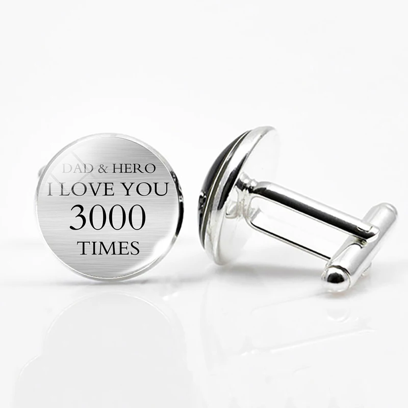 

I LOVE YOU 3000 TIMES Men Cufflinks Shirt Cuff Links Glass Cabochon Cufflinks Father's Day Gift Husband Boyfriend Gifts