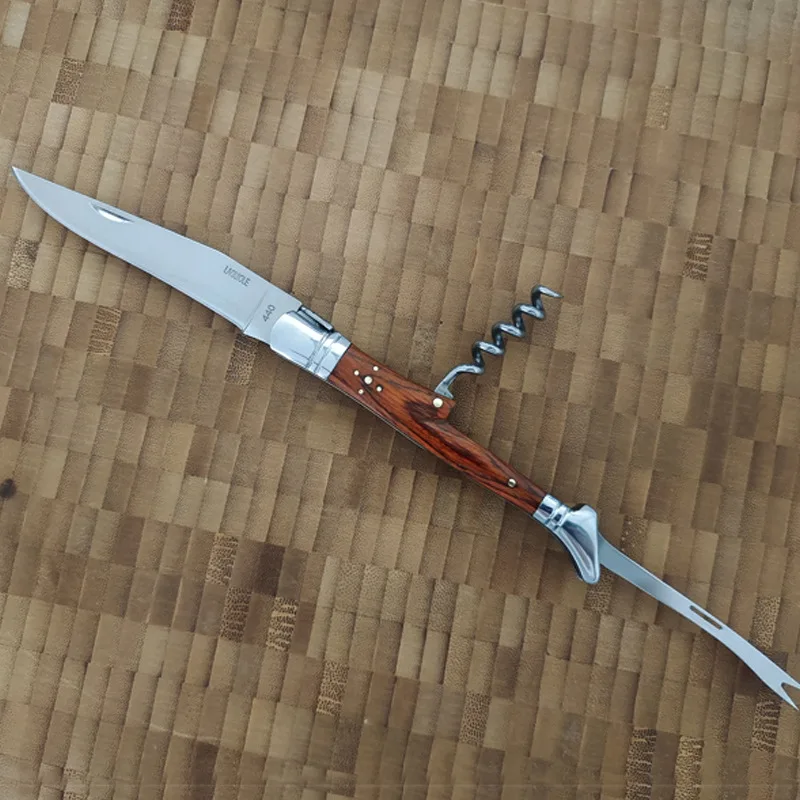 Штопор для вина с открывалкой вилки нож деревянная ручка резак мебели пива