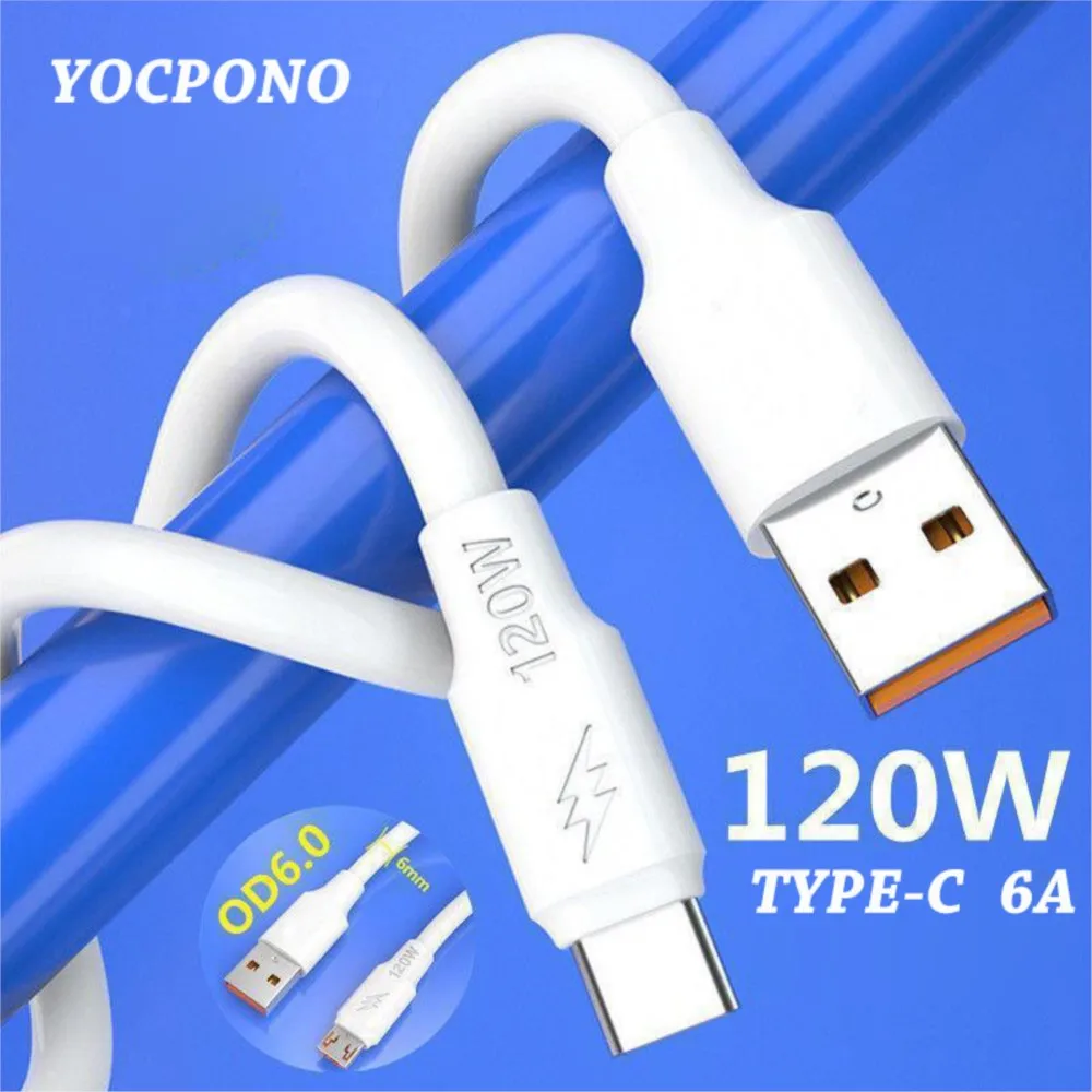 YOCPONO Applicable To Huawei Xiaomi Super Flash Charging Cable 120W Android Type-C Cable Bold Version Cable