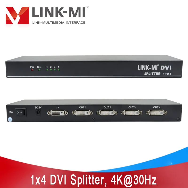

LINK-MI DVI 1x4 разветвитель несколько видео-дисплей Поддержка 4K2K 3D до 4096x2160 @ 30 Гц 1 в 4 выход DVI передачи сигнала