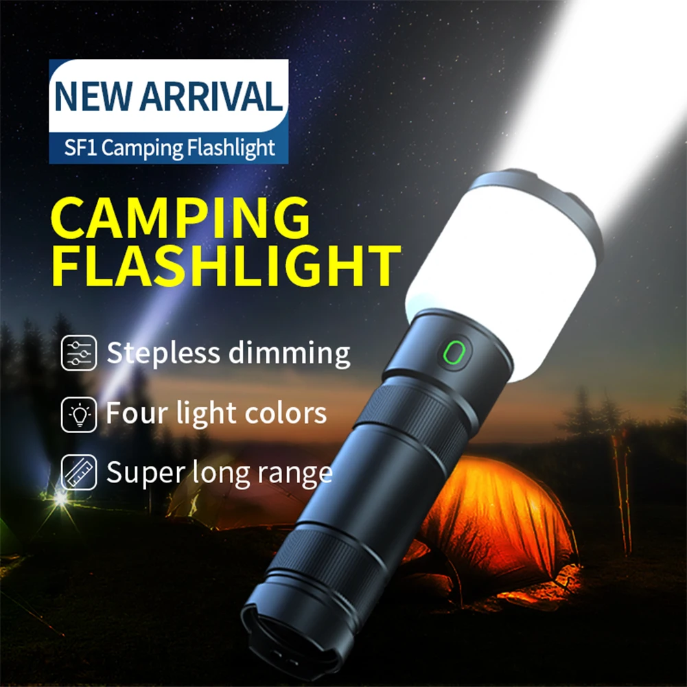 

LED Portable Light Type-C USB Rechargeable 1000LM Powerful Flashlights 5000mAh Battery for Travel Emergency Caving