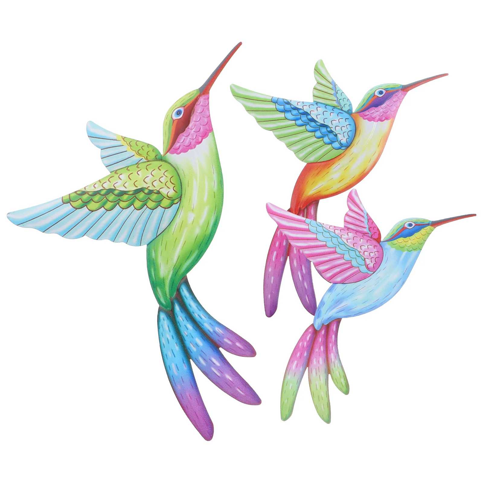 

3 Pcs Decor Iron Metal Wall Hummingbird Ornament Decoration Outdoor Hanging