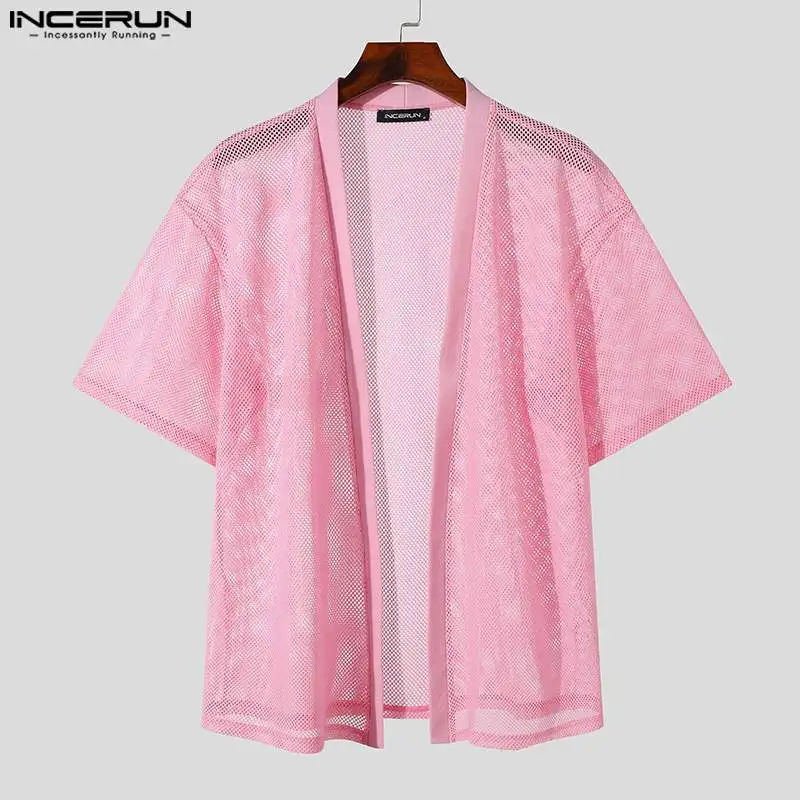 Топы INCERUN новинка 2024 Мужская пикантная блузка для отпуска в Корейском стиле