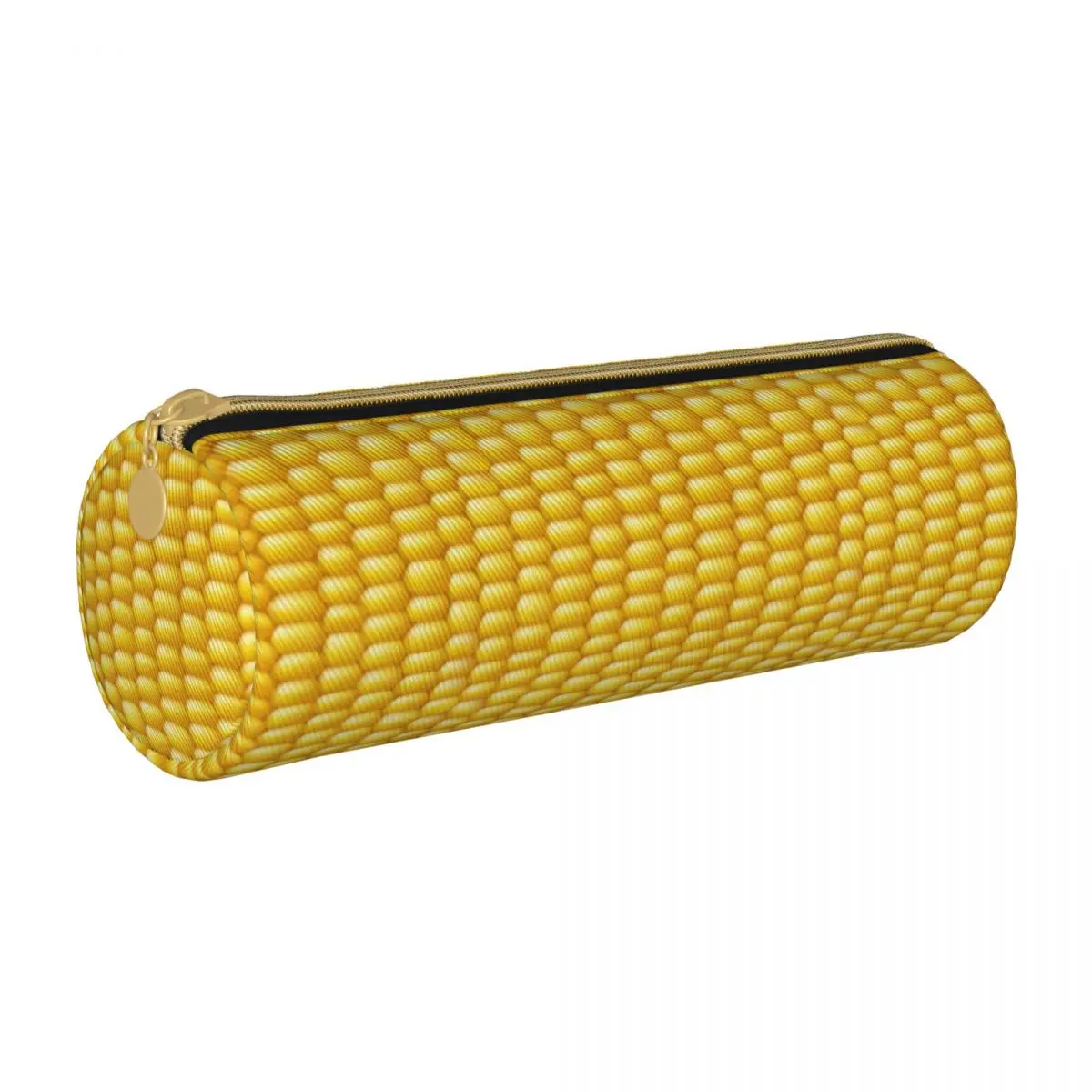 

Farm Ranch Round Pencil Case Corn Cob Print For Child Retro Leather Pencil Box Elementary School Zipper Pen Bags