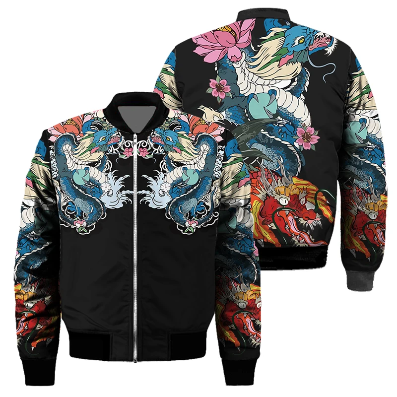 Men 3D Bomber Padded Jacket Cotton Spring Autumn Winter Warm Digital Print Fashion Quilted Coat Streetwear Thick Cool Outerwear
