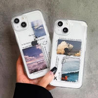 sea cloud landscape sticker print phone case for iphone 11 12 13 pro xs max x xr 7 8 plus thin soft silicone clear back cover