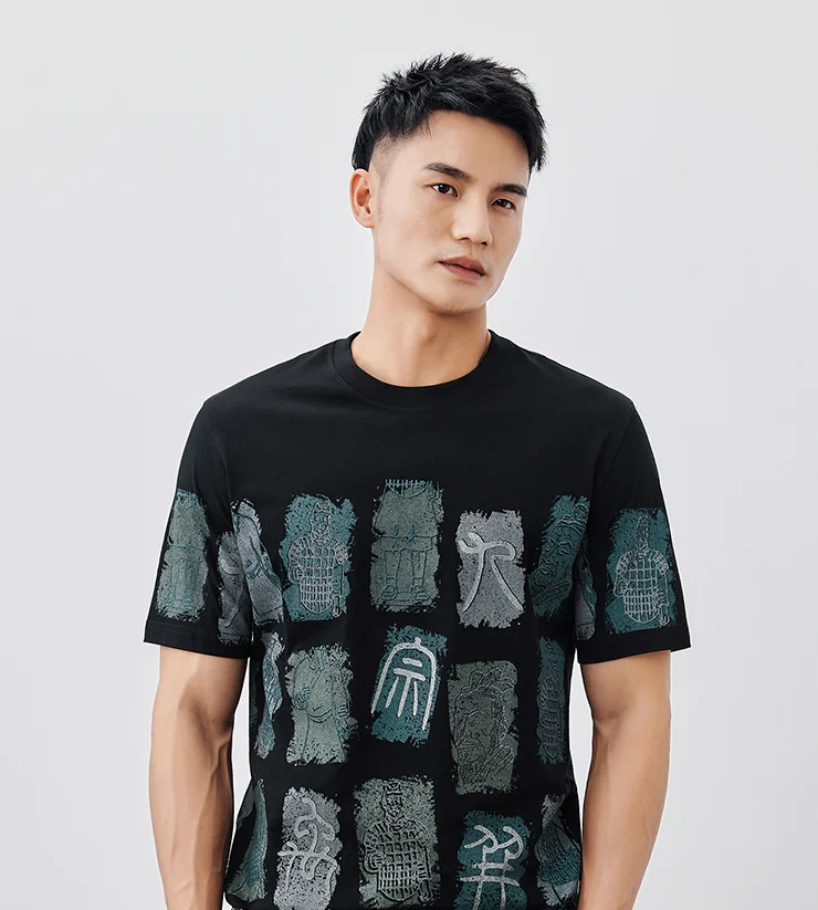 

J1572 new summer men's short sleeved t-shirt men's Terracotta Army jacket.