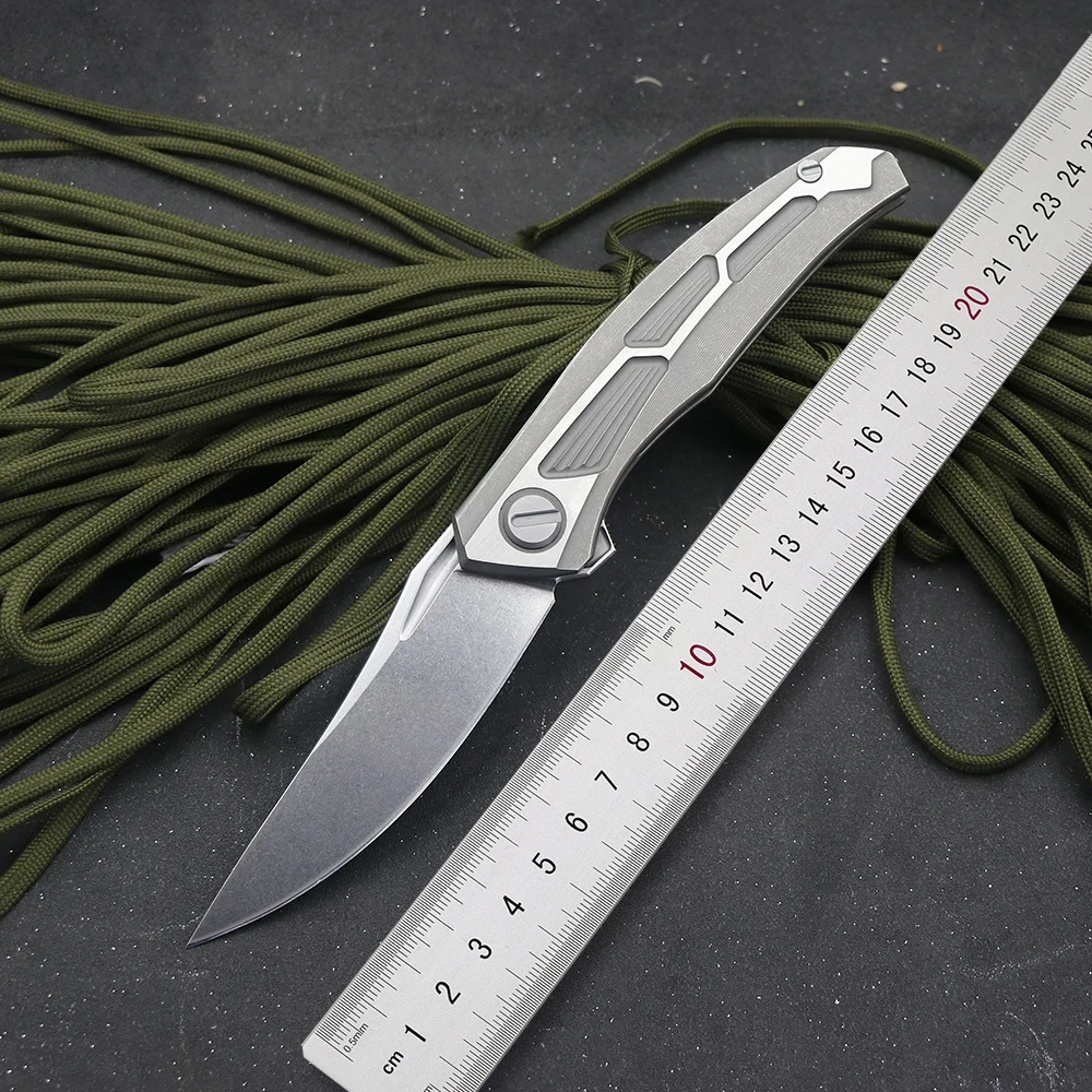 JUMCSONG Quantum TC4 титановая ручка лезвие D2 походный охотничий Складной Нож EDC