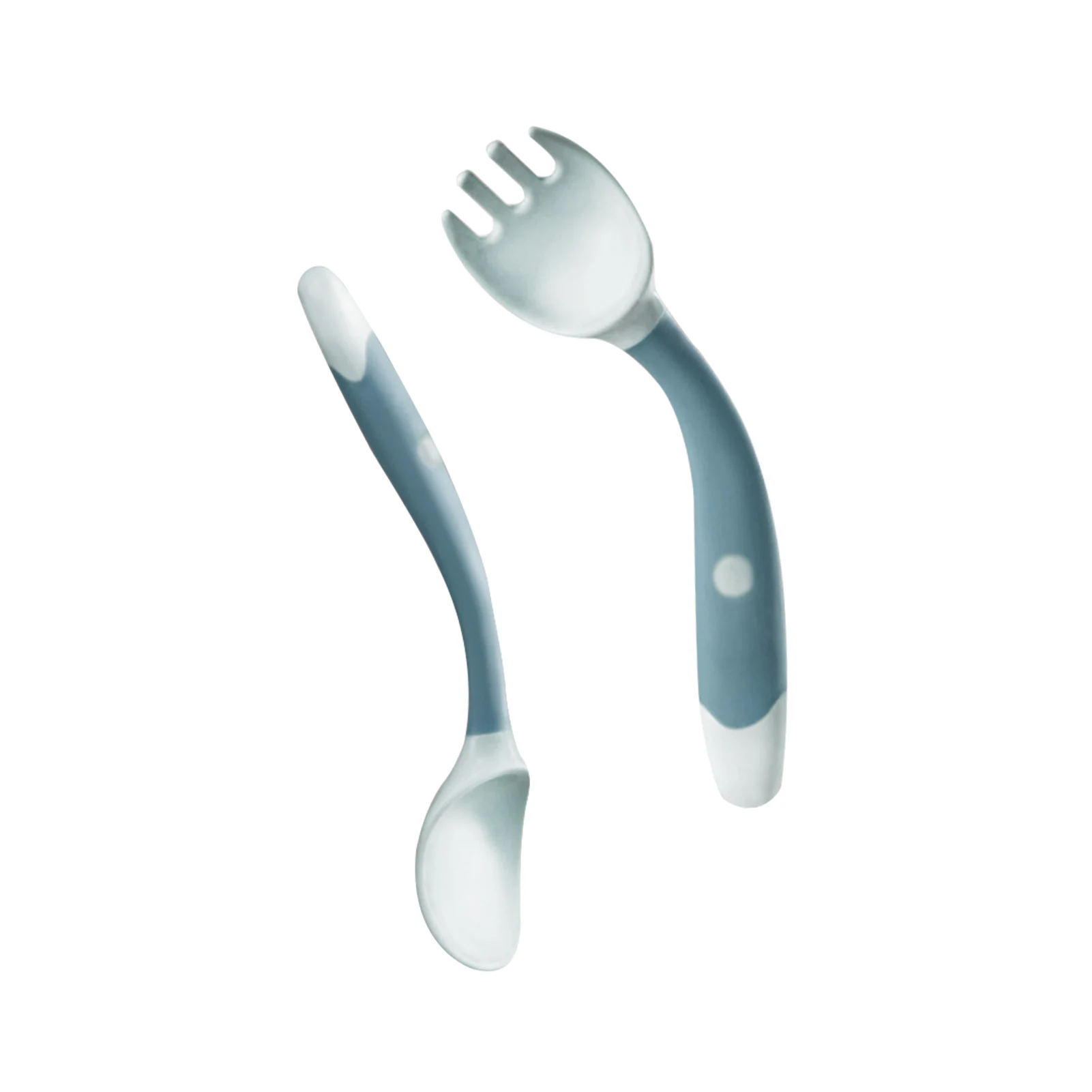 

Auxiliary Easy Grip Training Learning Portable Self Feeding Children Dining Toddler Baby Utensils Set Bendable Soft Spoon Fork