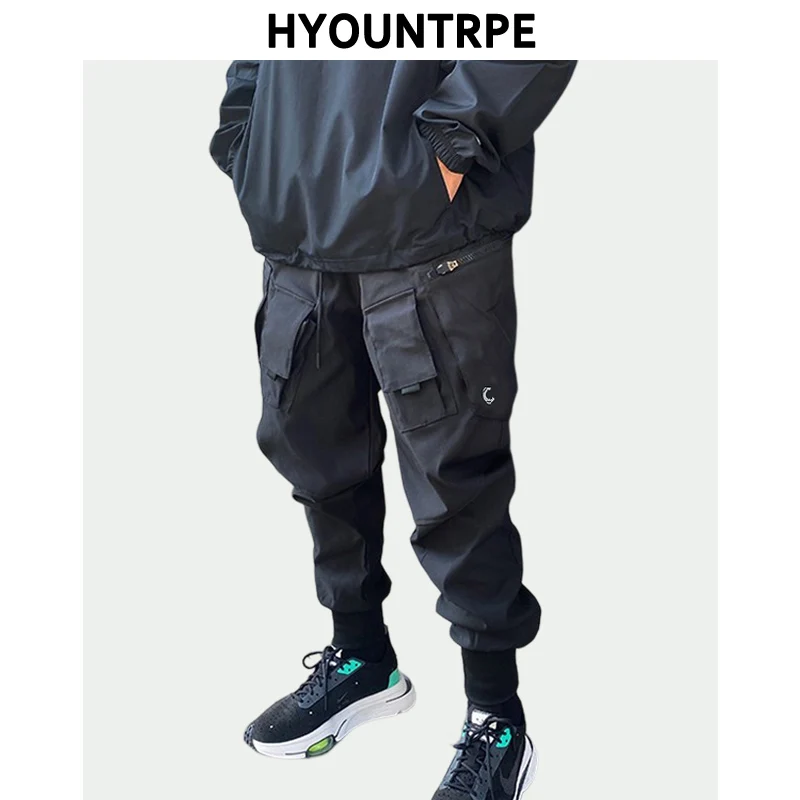 Шаровары мужские с карманами повседневные брюки эластичным поясом уличная