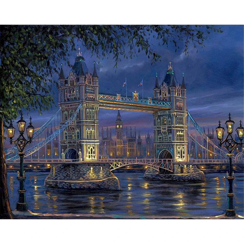 

City Landscape Printed Fabric 11CT Cross Stitch Set Embroidery DMC Threads Handicraft Hobby Handmade Sewing Different Decor