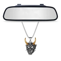 car pendant golden devil horn necklace durable gothic anger ghost skull pendant necklace for women men car decoration