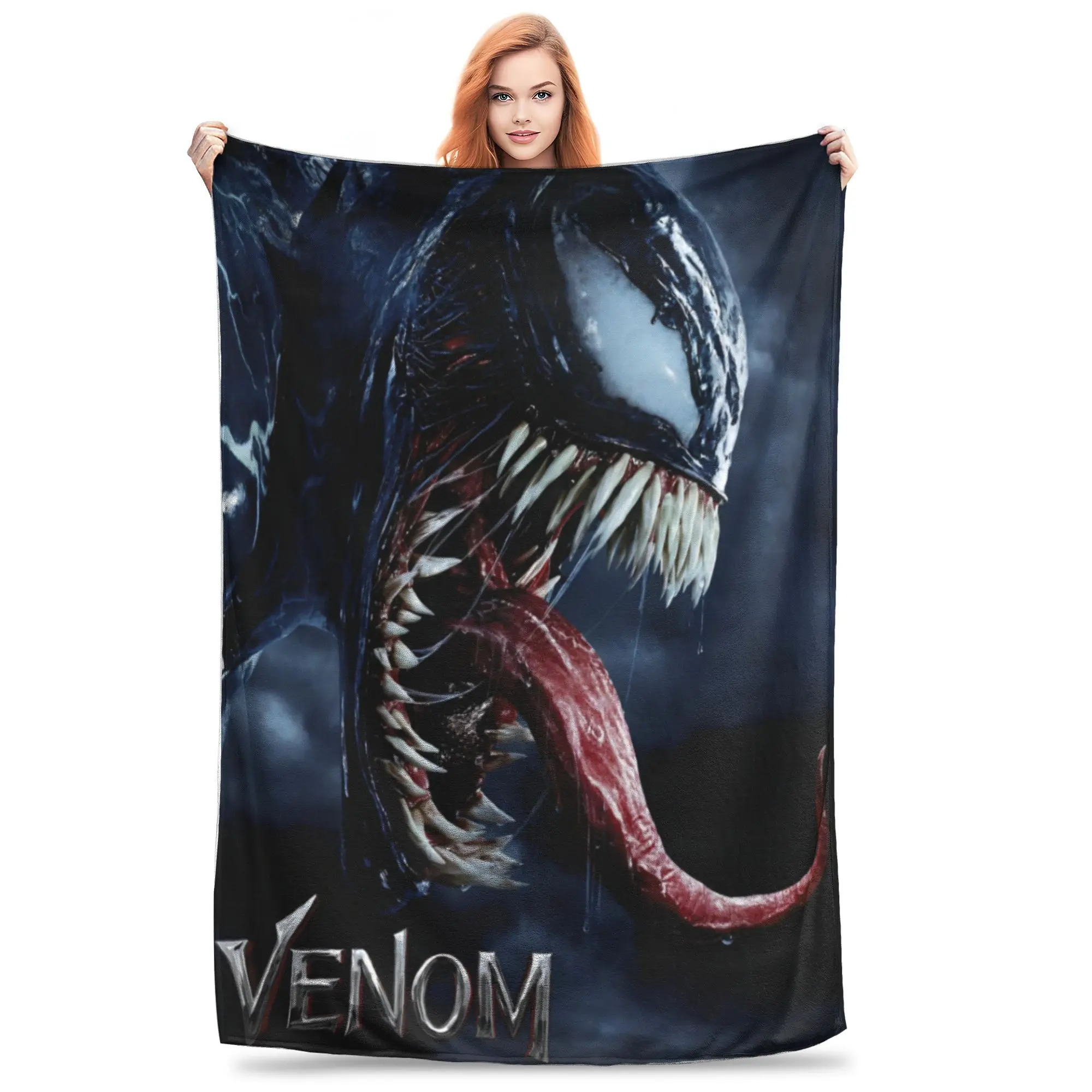 Вязаное одеяло Venom Grin Comic Staring Eyes фланелевое легкое супергероя дорожные пледы на