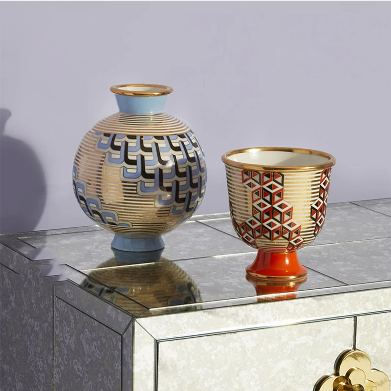 

Modern American Vase Luxury Designer Ceramic Vases Living Room Decoration Salon Nordic Artwork Big Flower Vase Home Decor Gift