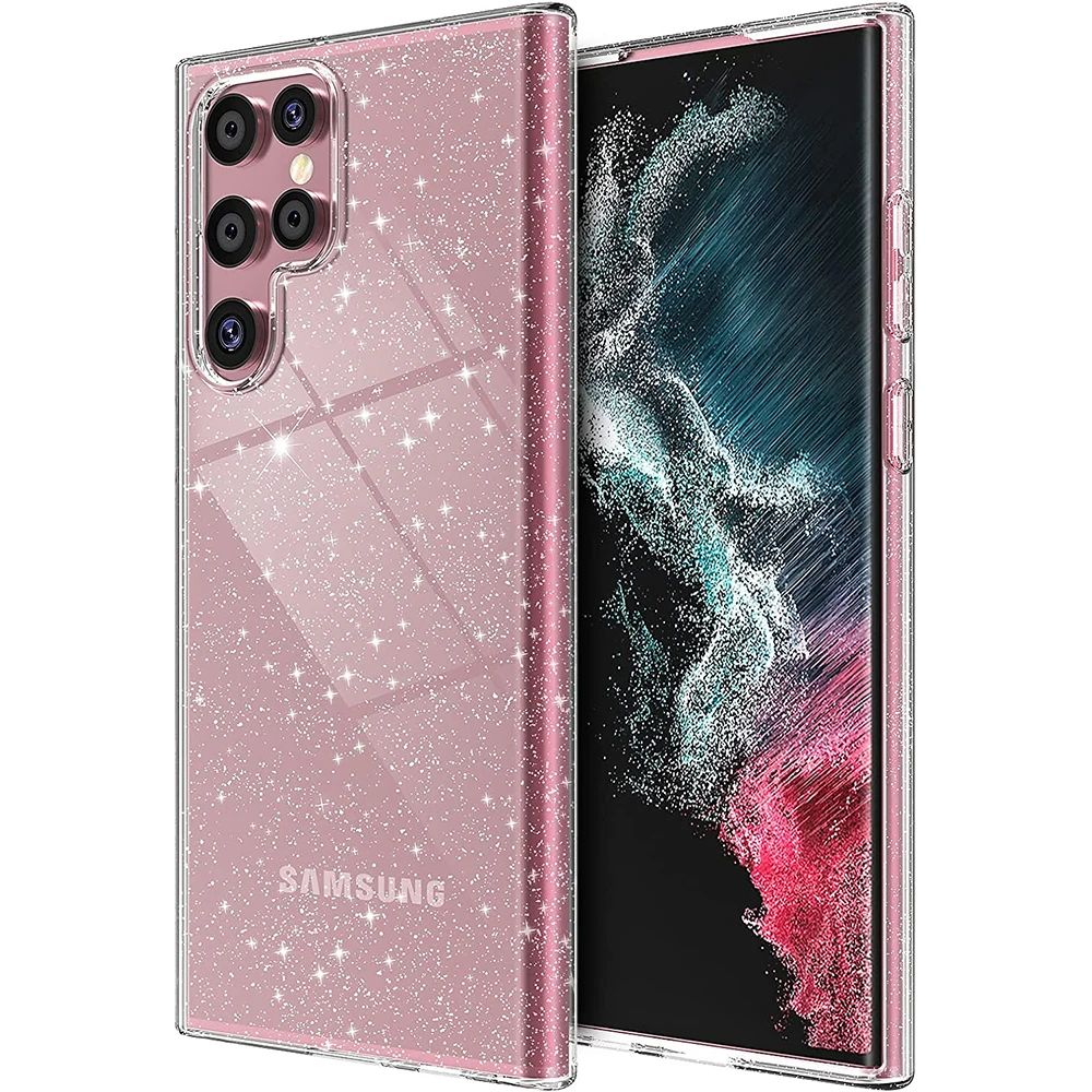 

Glitter Clear Phone Case For Samsung Galaxy S23 S22 Ultra 5G S21 Plus S20 FE A53 A52 A13 A51 Note 20 Transparent Silicone Cover