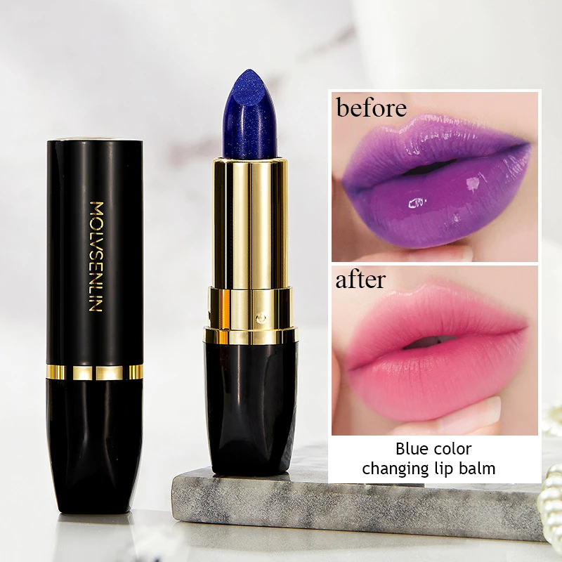 

Blue Color Changing Lip Balm Moisturizing Long Lasting Temperature Color Change Lip Gloss Waterproof Lipstick Makeup Cosmetics