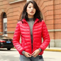 autumn light thin down coats classic women solid colors warm jacket casual commute all match stand outwears loose zipper coats