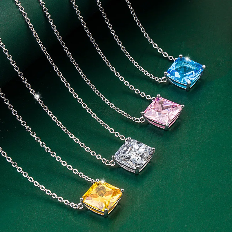 

Ailodo Minimalist Square Cubic Zirconia Pendant Necklace For Women Elegant Party Wedding Statement Necklace Fashion Jewelry Gift