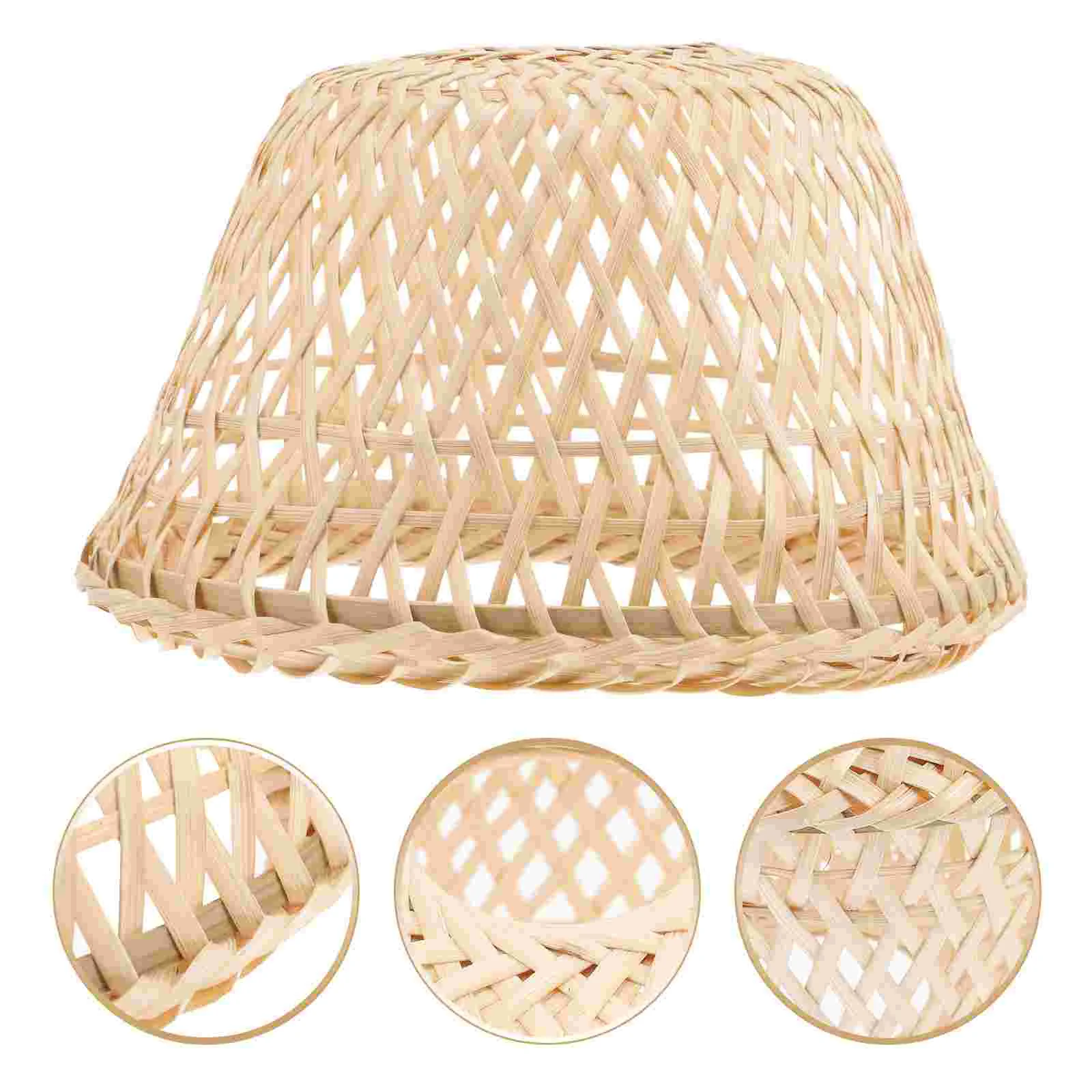 

Bamboo Lampshade Small Retro Style Vintage Pendant Light Desk Woven Shades Wall Cover Wicker Table
